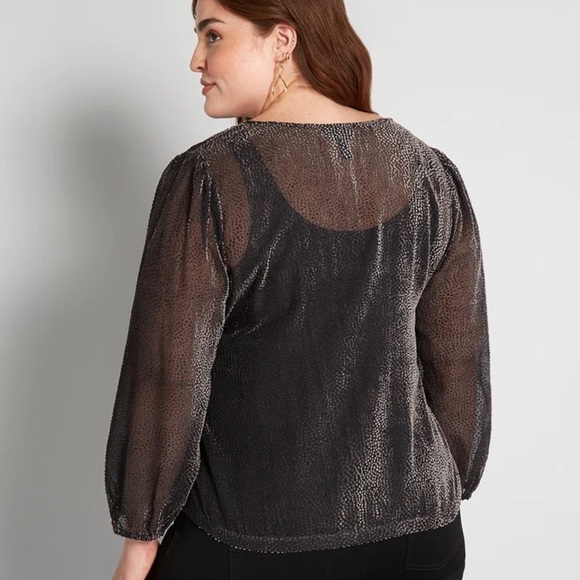 ModCloth New Sheer’s Eve Top In Gray - Picture 2 of 7